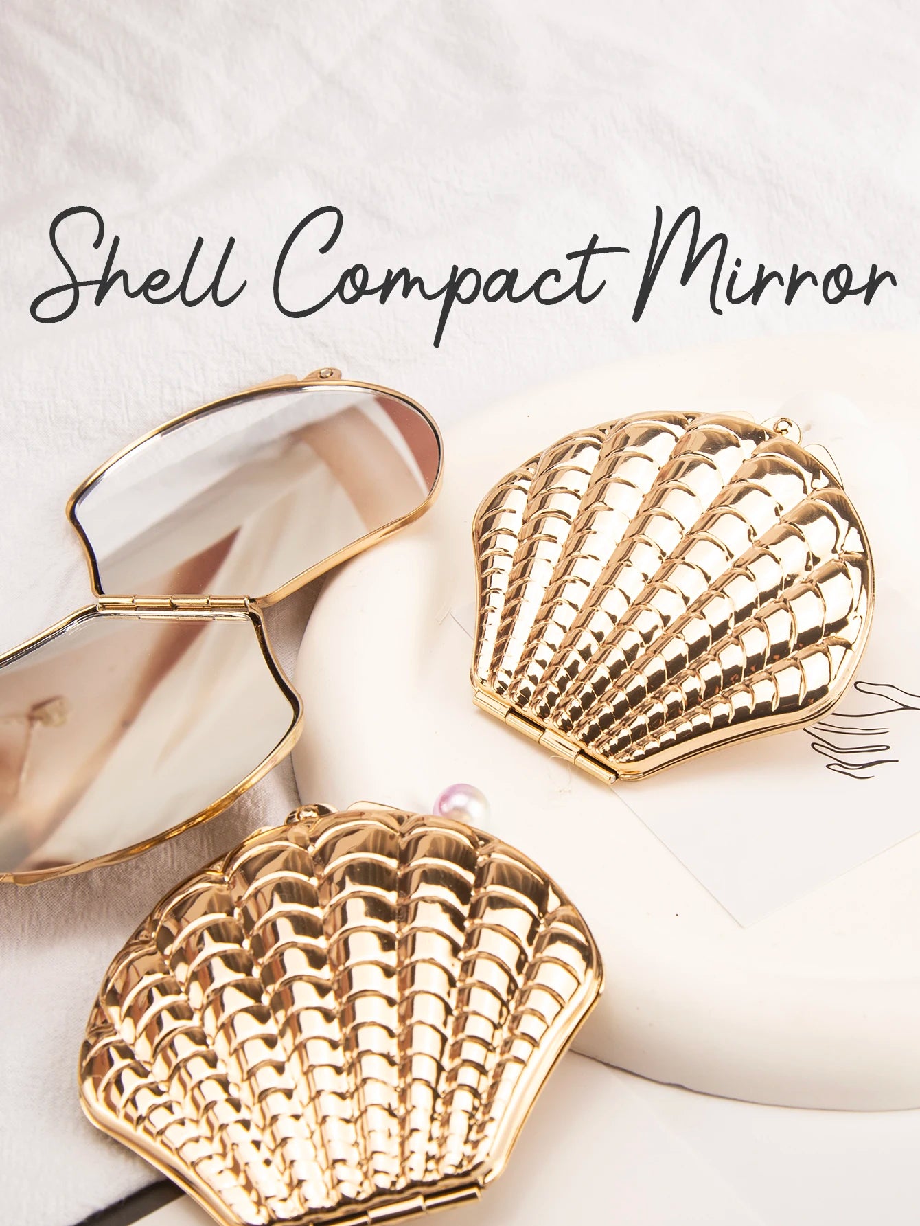 Golden Shell 2-Sided Makeup Mirror