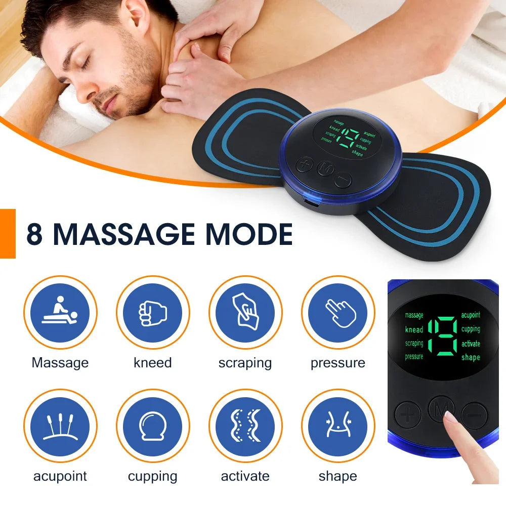 EMS Electric Neck Massager, Muscle Massage Stimulator, Back Cervical, Calf Patches, Joints, Mini Device