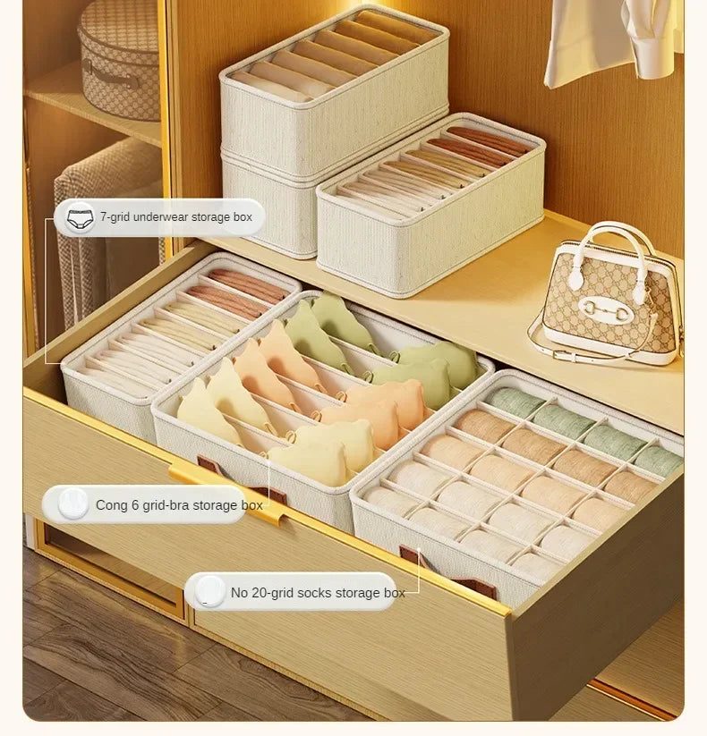 1-5Pcs Fabric Drawer Organizers For Underwear, Socks, Bras. Closet Storage Box with Dividers