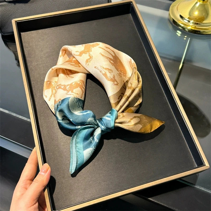 Scarf 100% Silk Bandana Women Square Scarves, Luxury High Quality