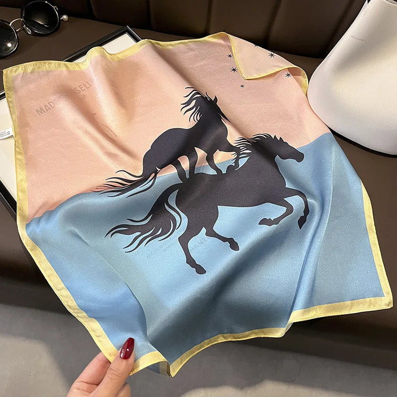 Scarf 100% Silk Bandana Women Square Scarves, Luxury High Quality