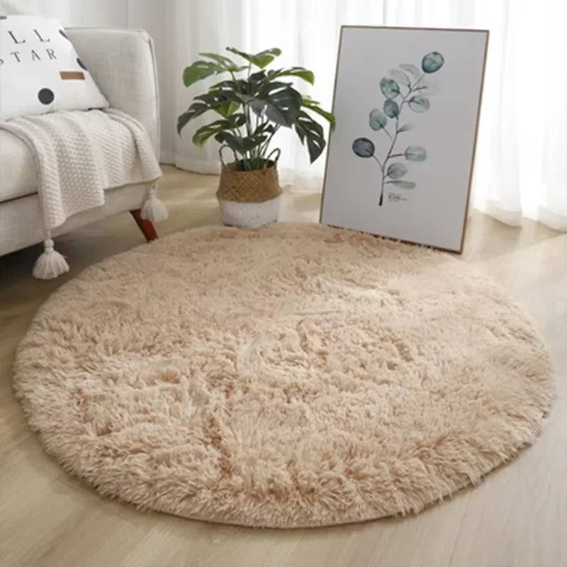 VIKAMA Ultra Soft Shaggy Round Rug Fluffy Thick Pile Carpet Living Room, Home Decor. Bedroom Kids