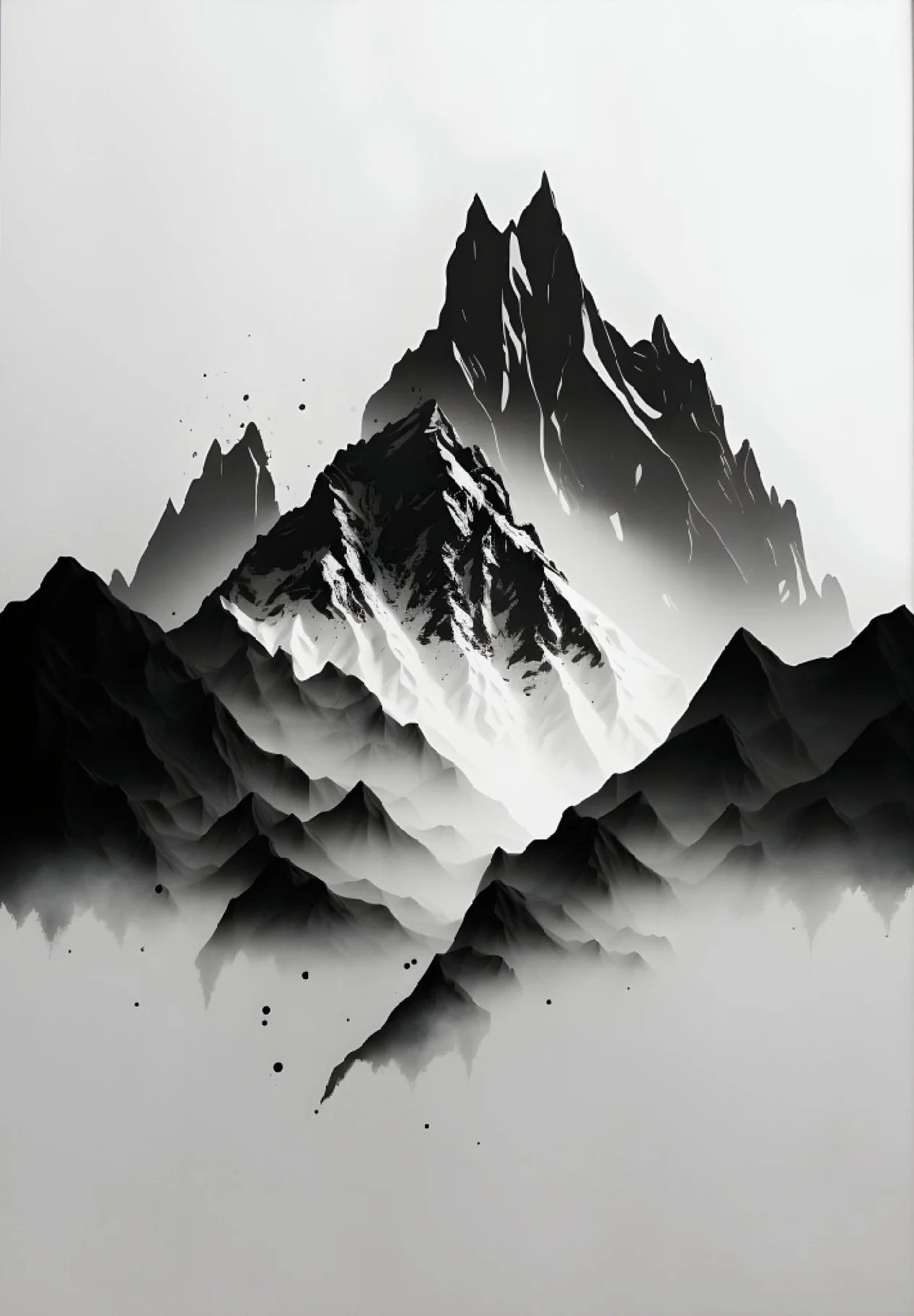 Black on White Minimalist Landscapes and Crow Wall Art