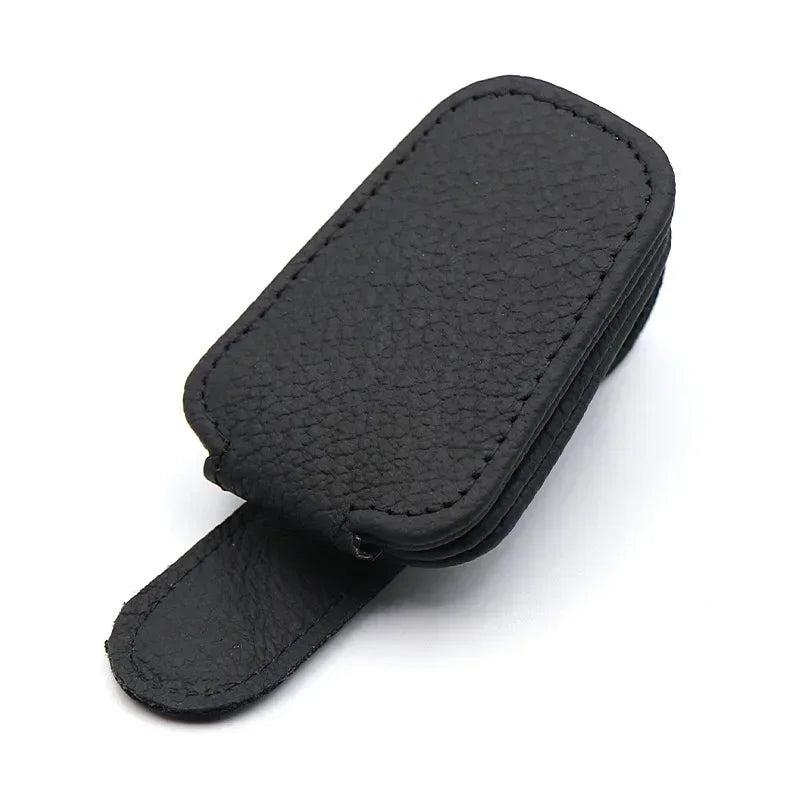 Sunglasses Holder Fits on Visor, Leather Magnetic Clip