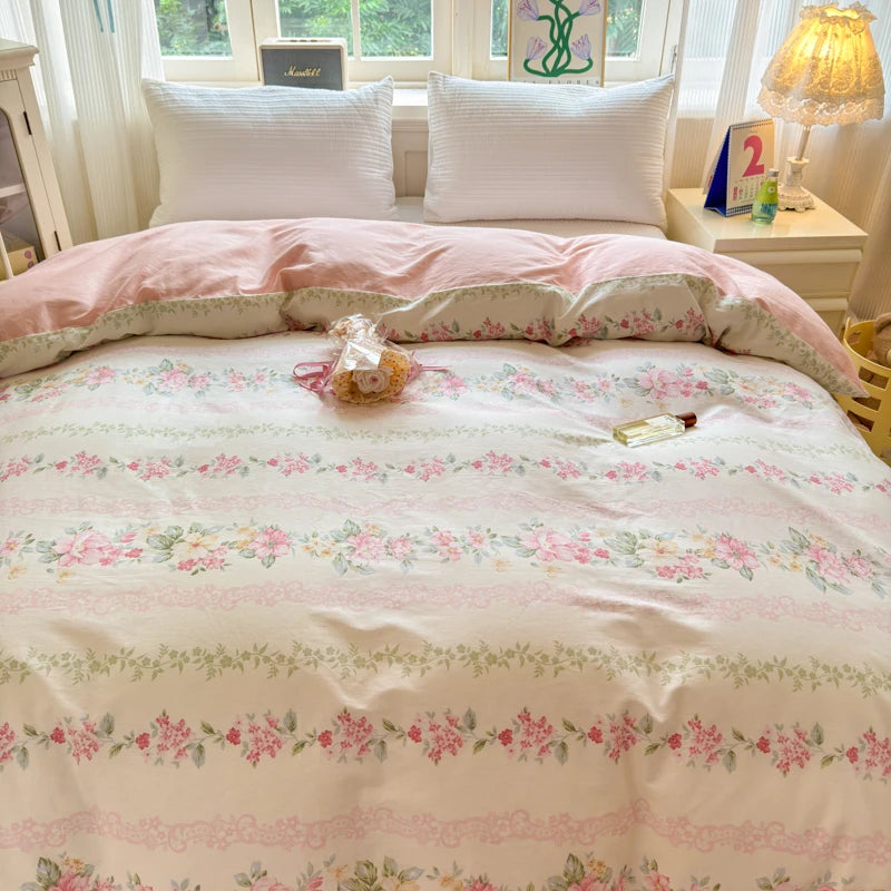 100% Cotton Duvet Cover - Floral Printed Design, Luxury Pre-Washed Finish, Single Duvet Cover for Bedroom - Easy Care
