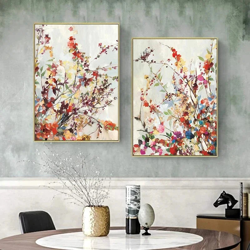 Abstract Flower Wall Art Splash Of Color Canvas Painting