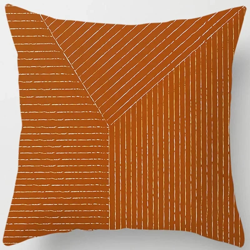 Brown Geometric Print Square Pillowcase Home Goods Car Sofa Cushion Cover