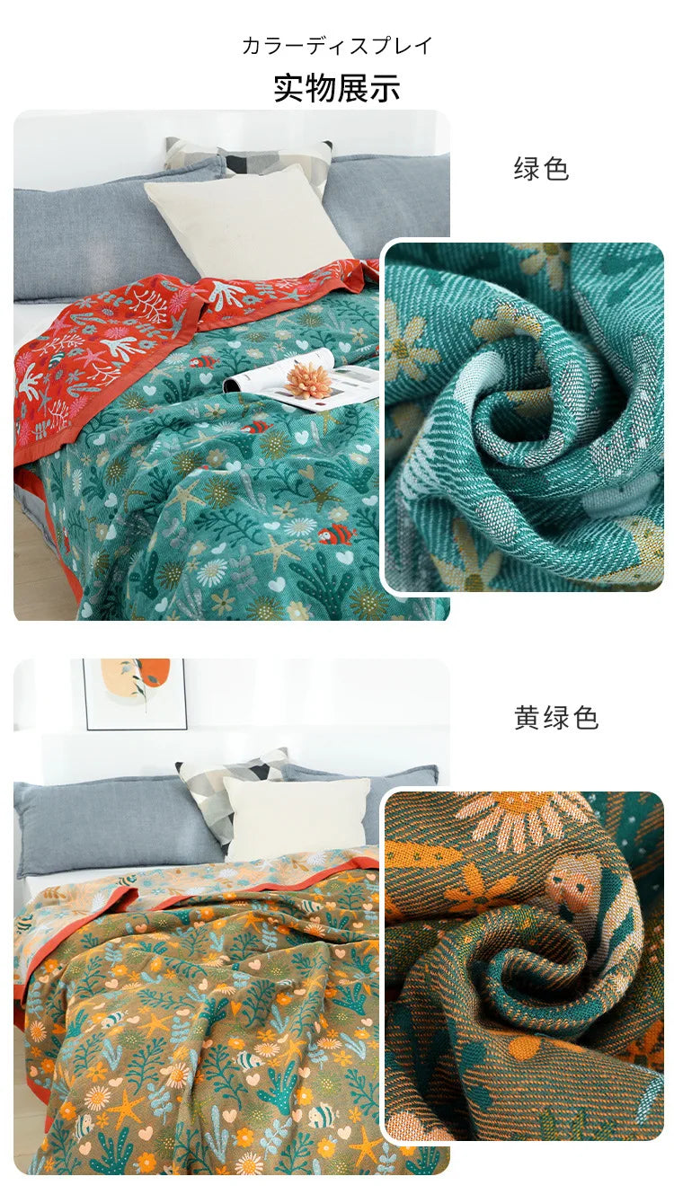 Nordic Throw Cotton Blanket, Bedspread or Decor Sofa Blanket, Thin Cooling Quilt