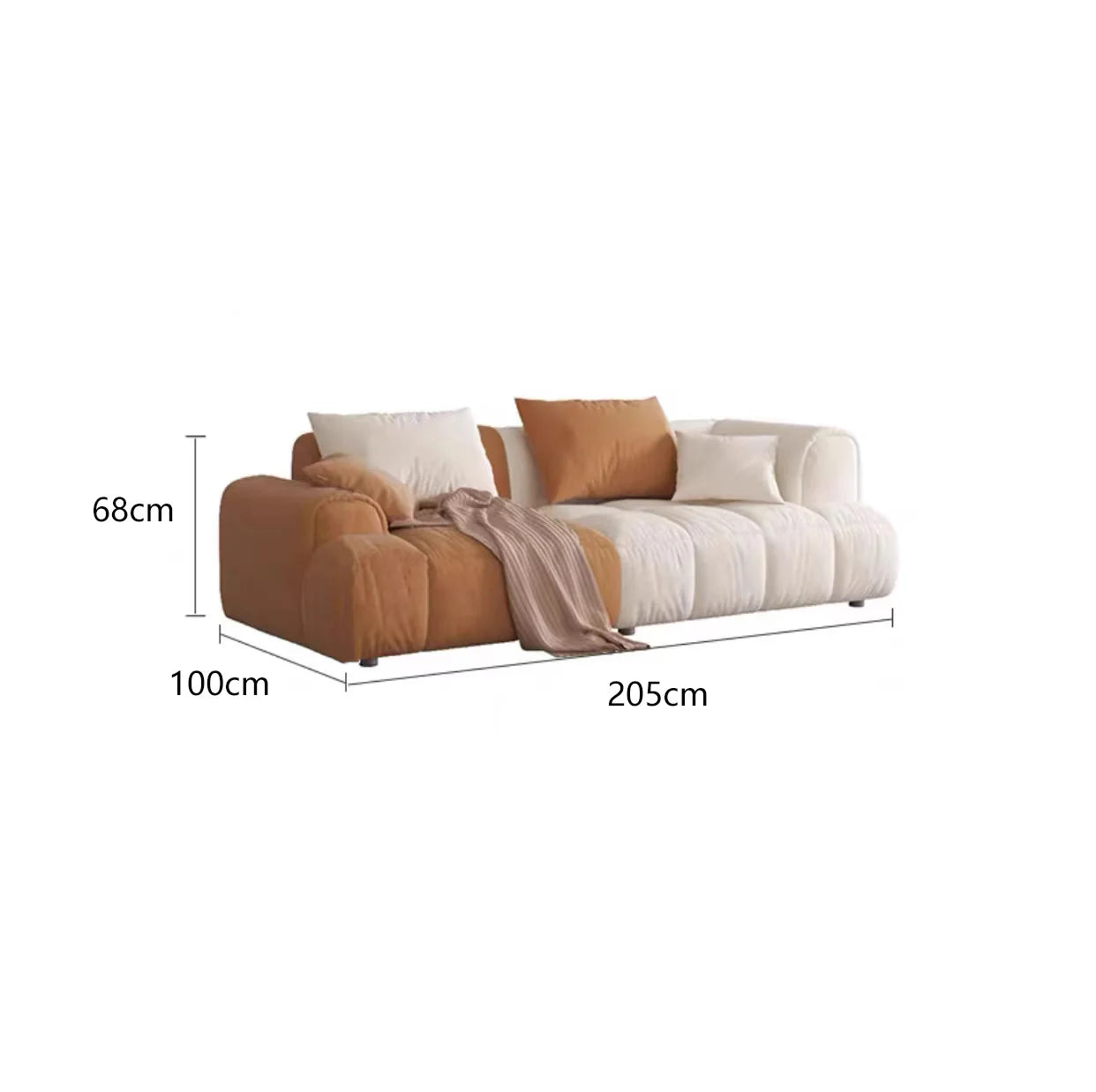 Netflix Cream Style Fabric  Sofa, Small Living Room Simple Tofu Block Sofa