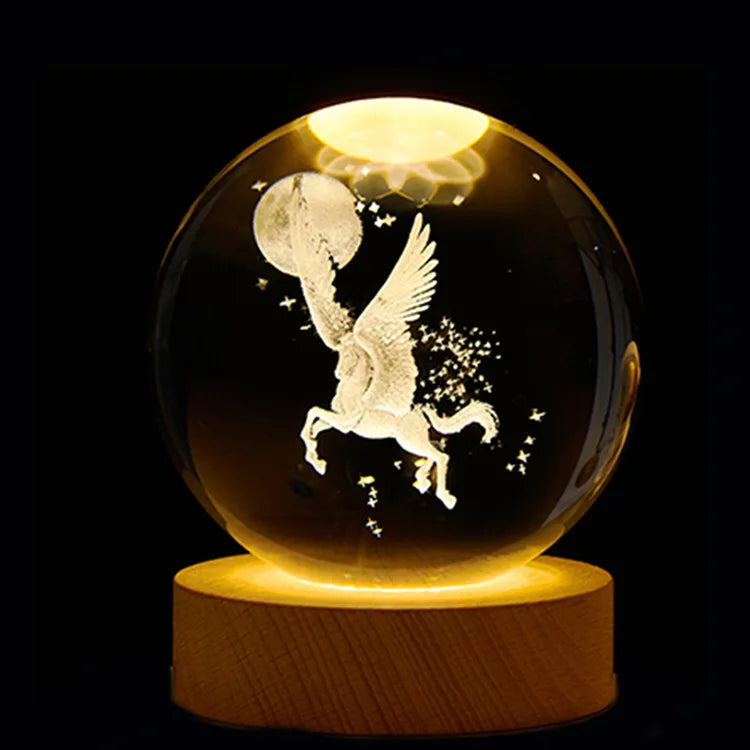 3D Glowing Planetary Crystal Ball Night Light