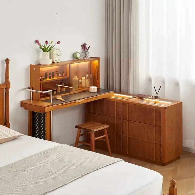Folding Glass Vanity, Wood Tables, Storage Drawers, Dresser, Makeup