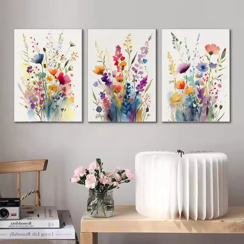 Watercolor Wildflowers Prints On Canvas Joyous Colors