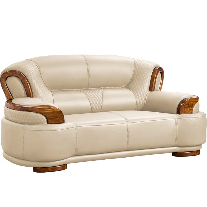 Luxury Living Room Furniture, Leather and Wood, Sold by Individual Pieces