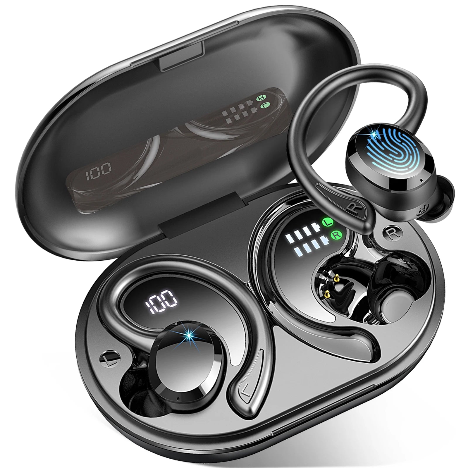 Wireless Earbuds, Bluetooth 5.3 Earbuds Stereo Bass, Noise Cancelling Mic., Waterproof, 40h Playback