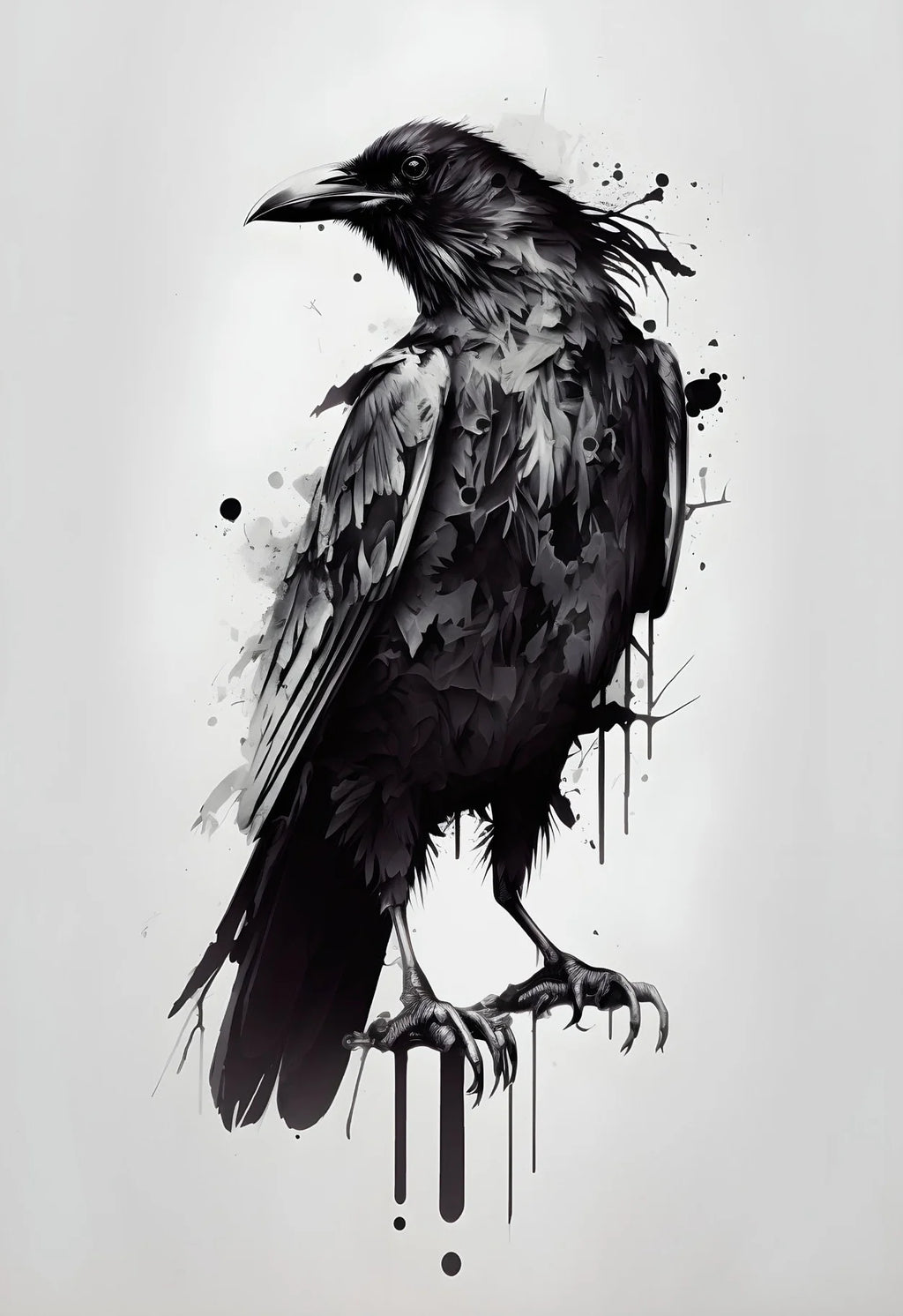 Black on White Minimalist Landscapes and Crow Wall Art
