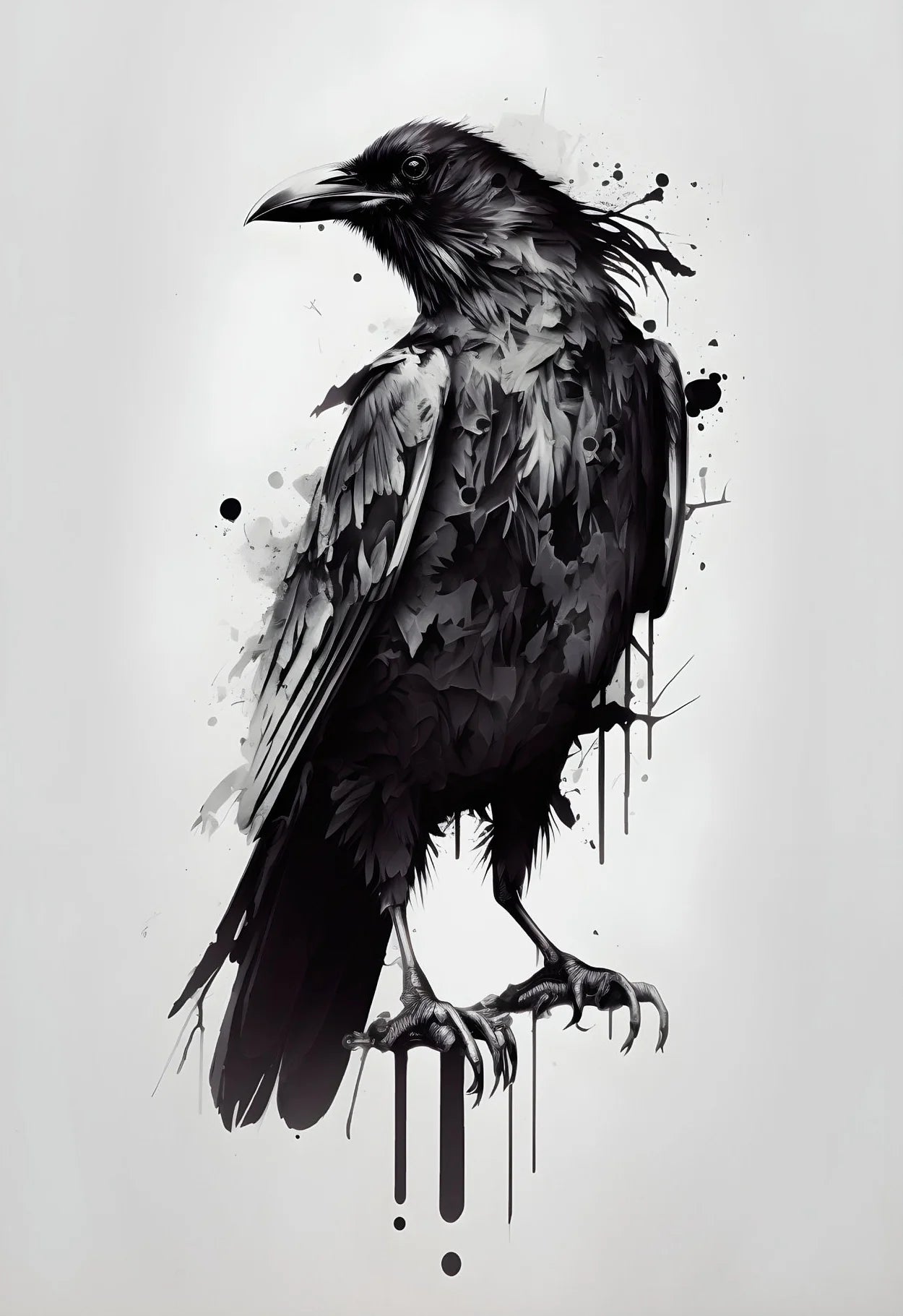 Black on White Minimalist Landscapes and Crow Wall Art
