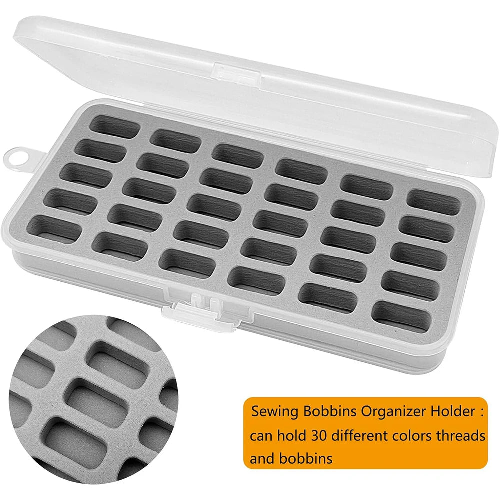 30 Grid Bobbin Storage Box Empty Clear Plastic Lid For Household Craft Sewing Accessories Tool