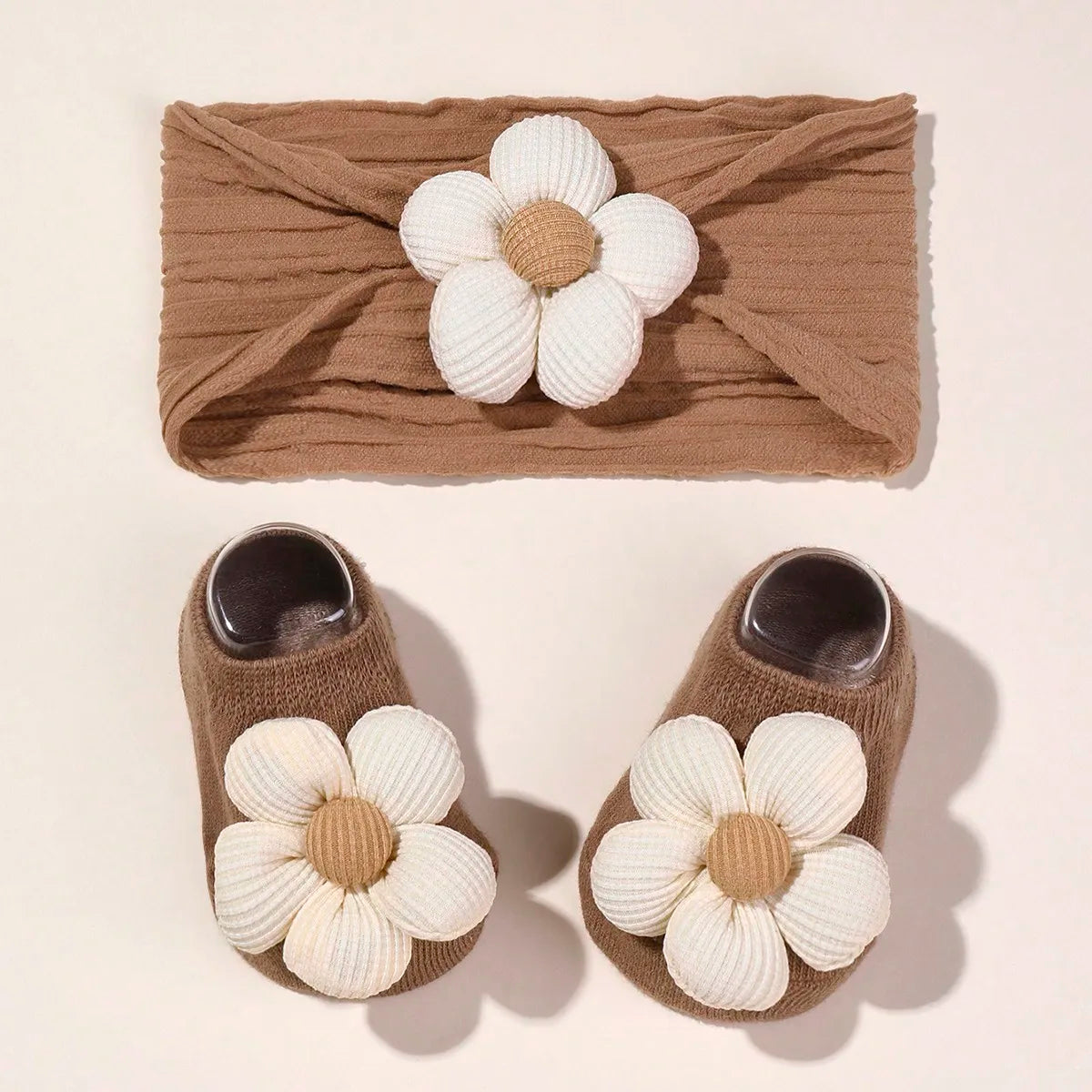 2 Pcs/Set Baby Girls Headband Socks Set Newborn Girls Cute Flowers Toddler Princess Sock Autumn Infant Hair Accessories Gift