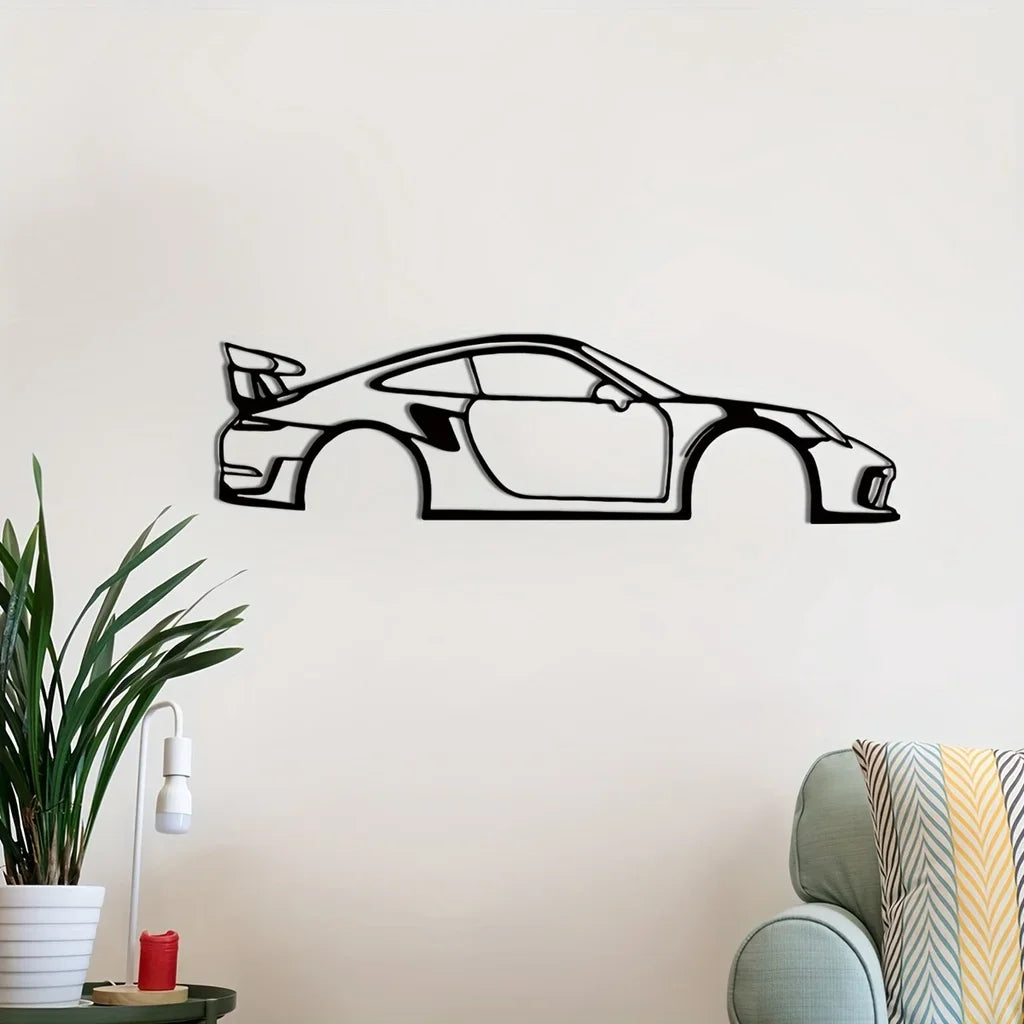 Black Metal Wall Art Sports Car