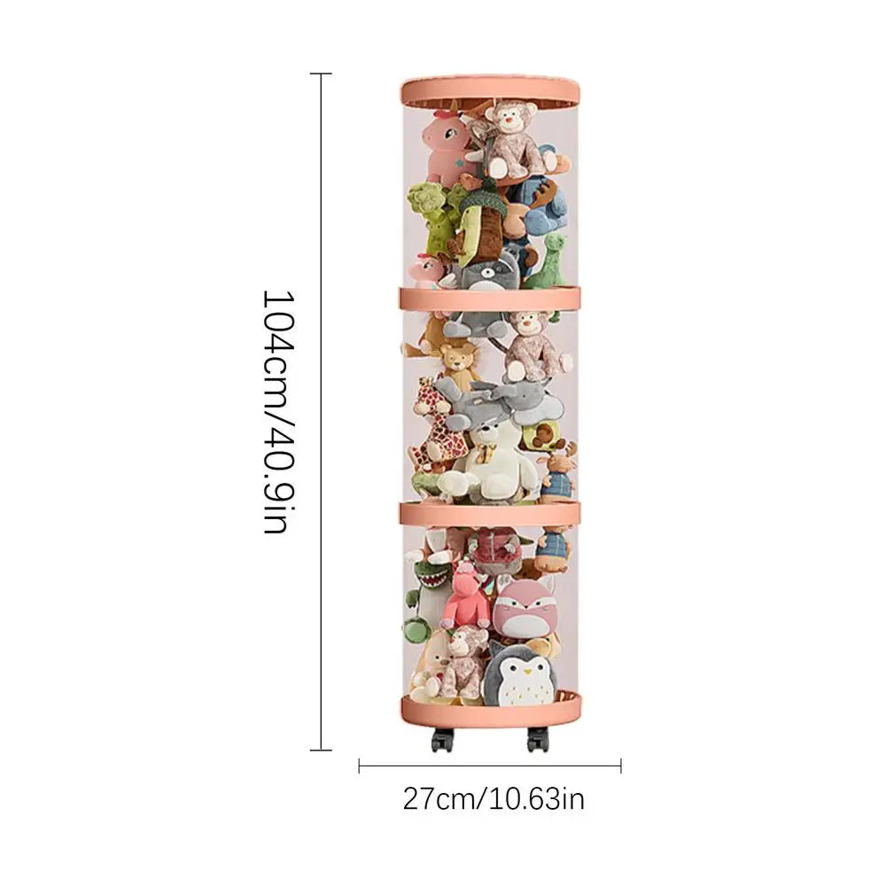Doll and Plush Toy Organizer, Clear plastic Stackable Barrels, Dustproof