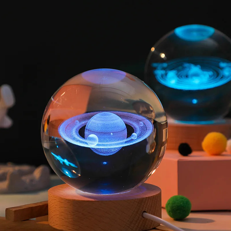 3D Glowing Planetary Crystal Ball Night Light