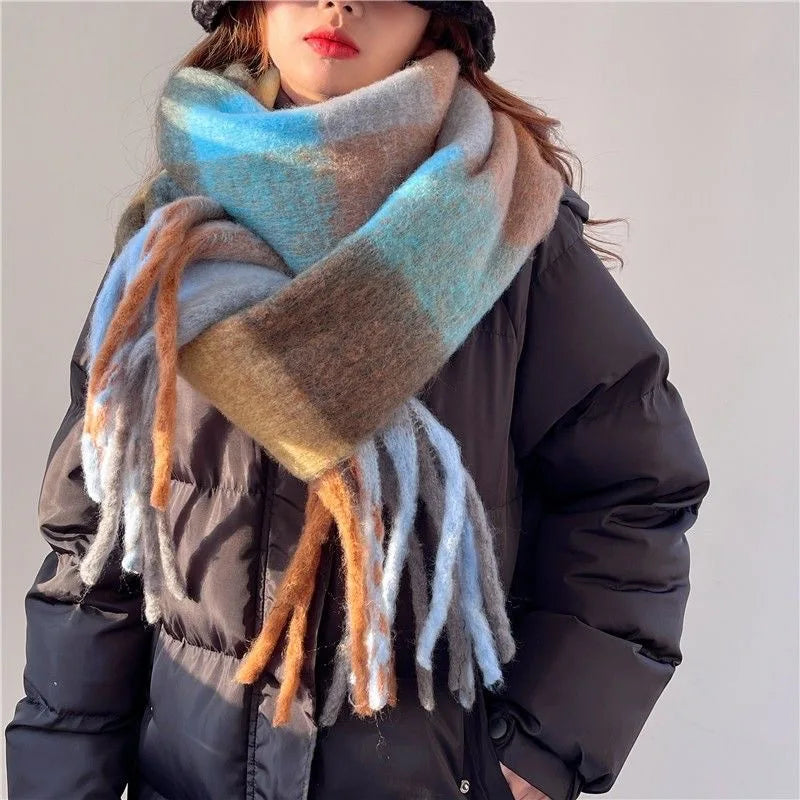 2025 Winter Thick Warm Scarf , Plaids different colors