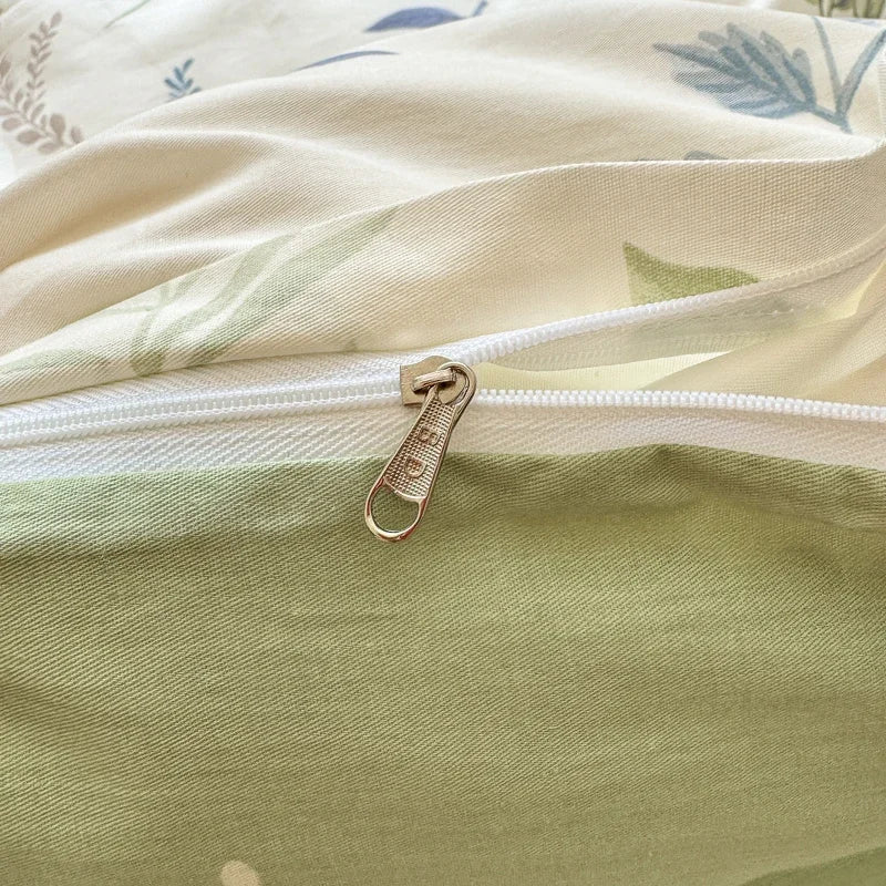 Floral Printed Duvet Cover 1Piece- 100% Cotton Luxury Bedding, Pre-Washed for Softness, Zipper Closure