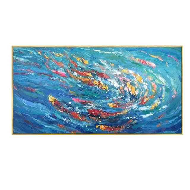 Large Colorful Koi Fish on Canvas Beautiful Colors