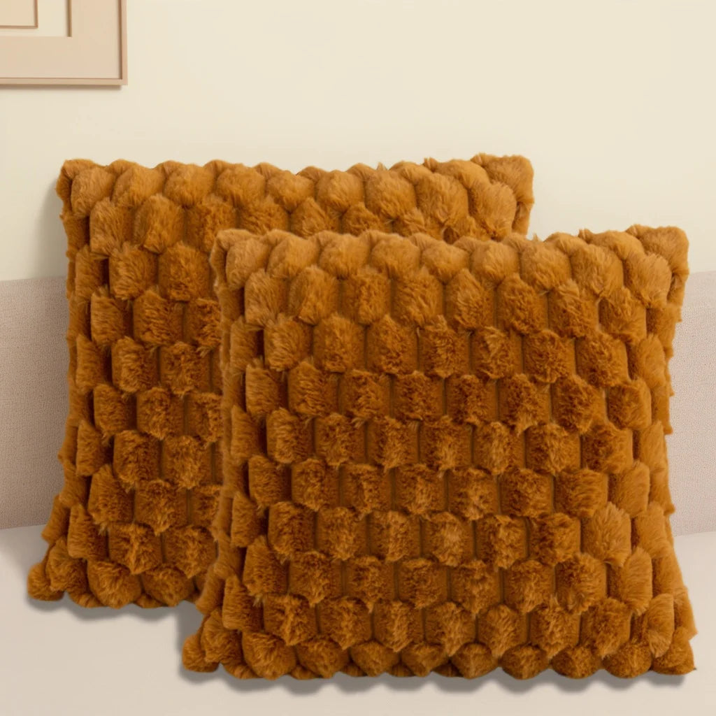 Pack Of Two Artificial Plush Fur. Decorative Throw Pillows. No Pillow Core
 ﻿