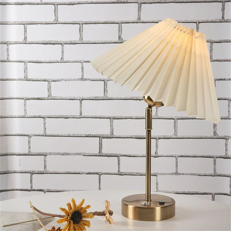 Table Lamp With Pleated Shade, LED