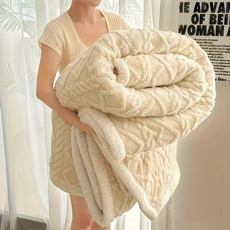 Jacquard Sherpa Weighted Blanket, 10lbs for Adults, Soft and Warm, Calming Blanket