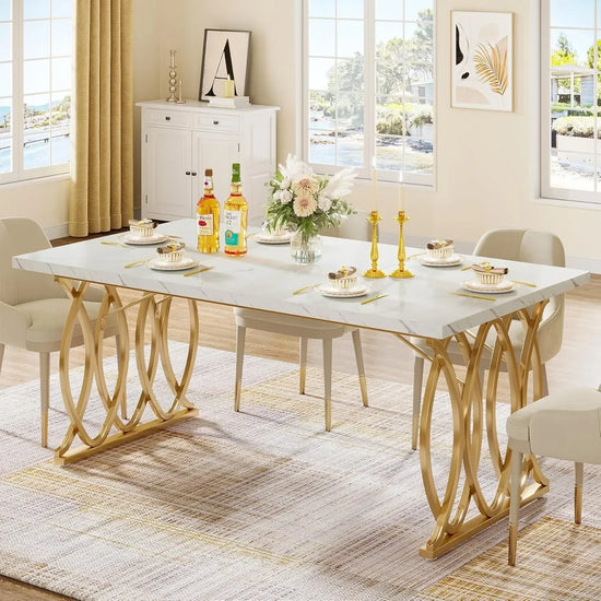 Modern Dining Table, 63" Large Kitchen or Dining Room, 4-6 People