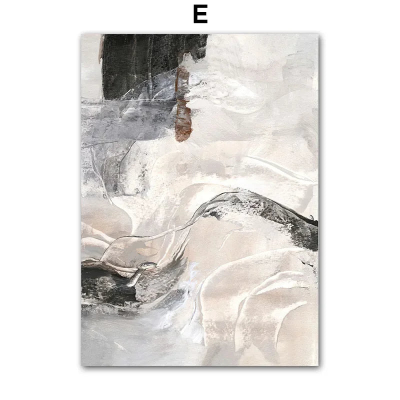 Wall Art Beige White Flower, Abstract Geometry Prints, Poster Canvas Painting