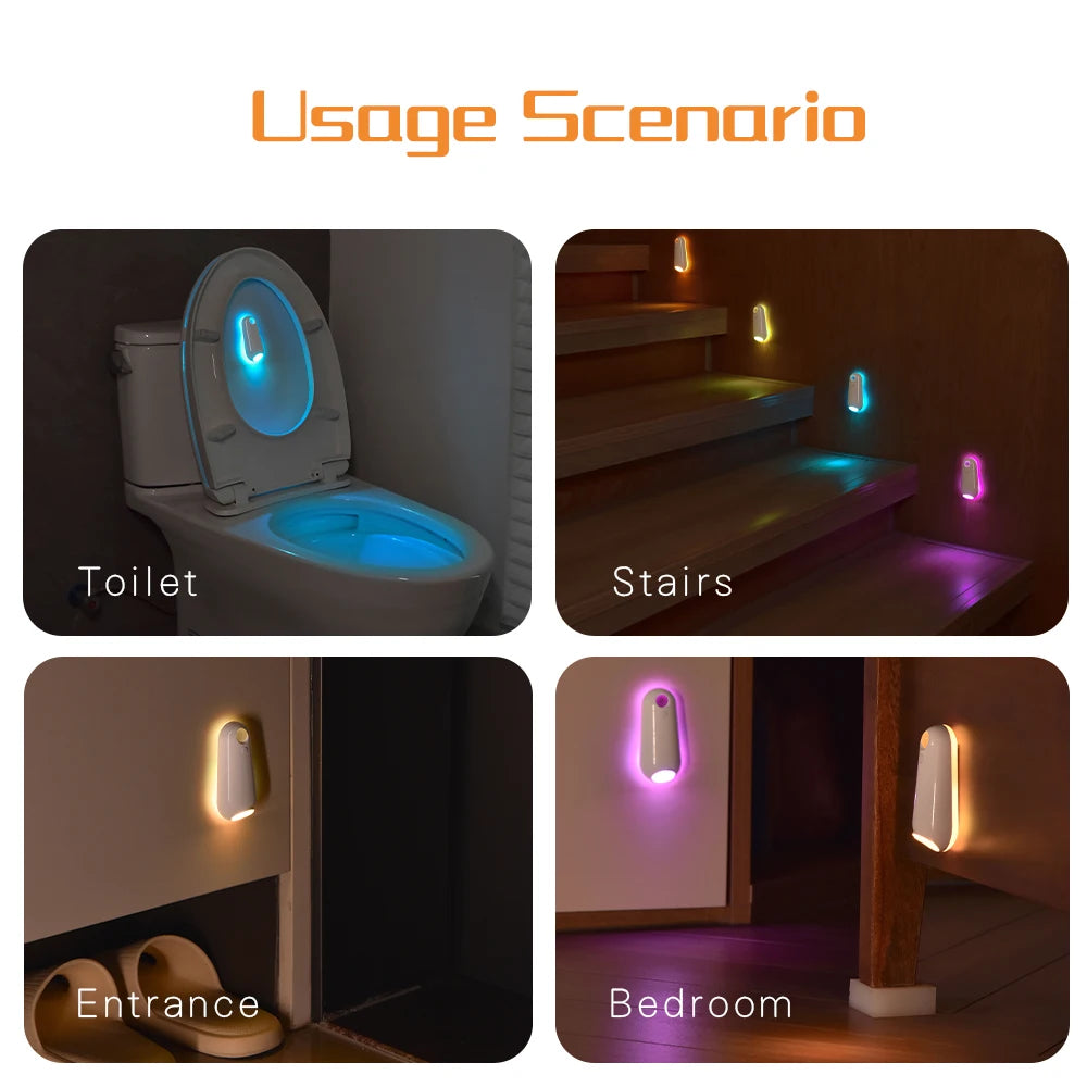 Toilet Night Light Motion Sensor Light, RGB 7Color Changing , LED Rechargeable LED Light