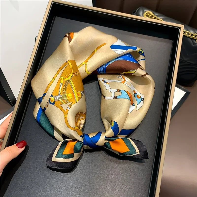 Scarf 100% Silk Bandana Women Square Scarves, Luxury High Quality