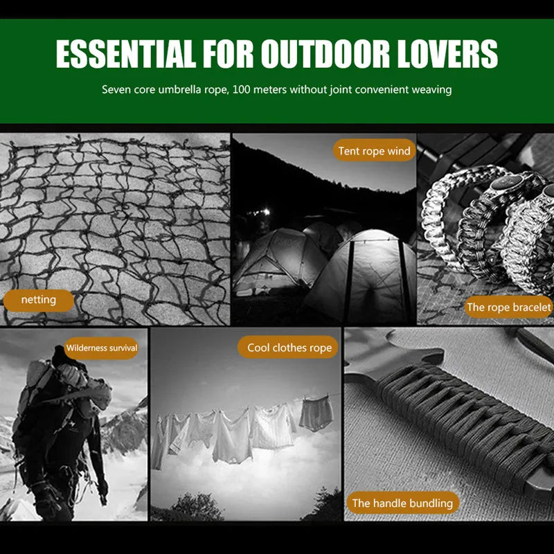 7 Cores 550 Paracord Cord 5 15 30 M Dia.4mm  for Camping Survival