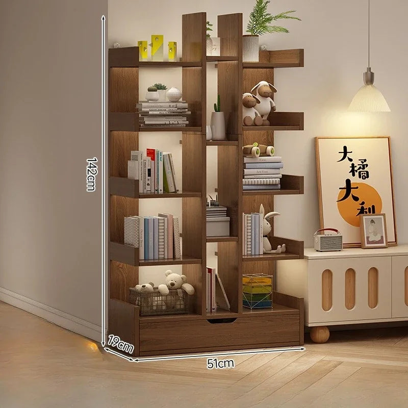 Living Room Or Office Solid Wood Cabinet  Modern Book Shelf Multi-Level