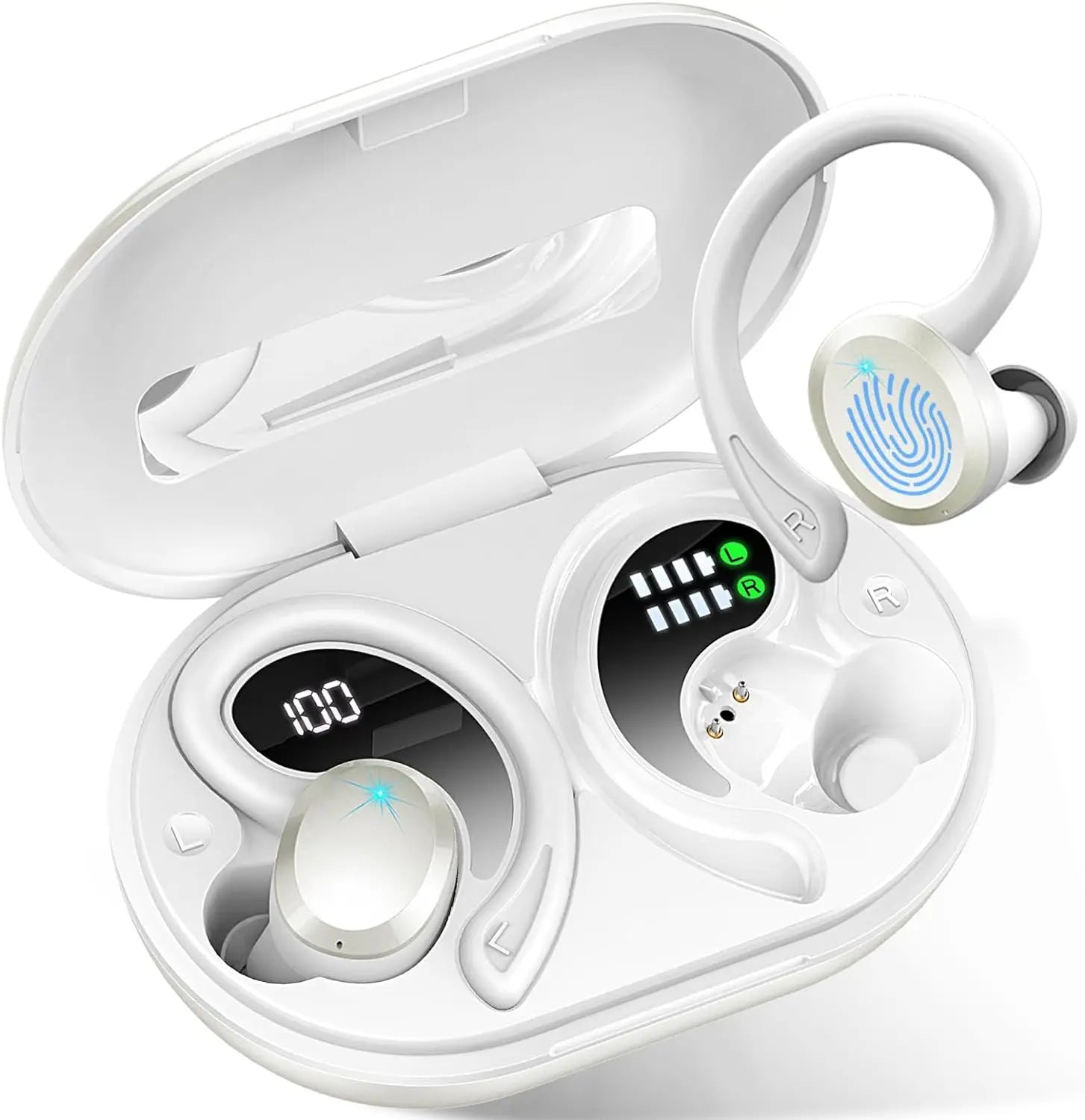 Wireless Earbuds, Bluetooth 5.3 Earbuds Stereo Bass, Noise Cancelling Mic., Waterproof, 40h Playback