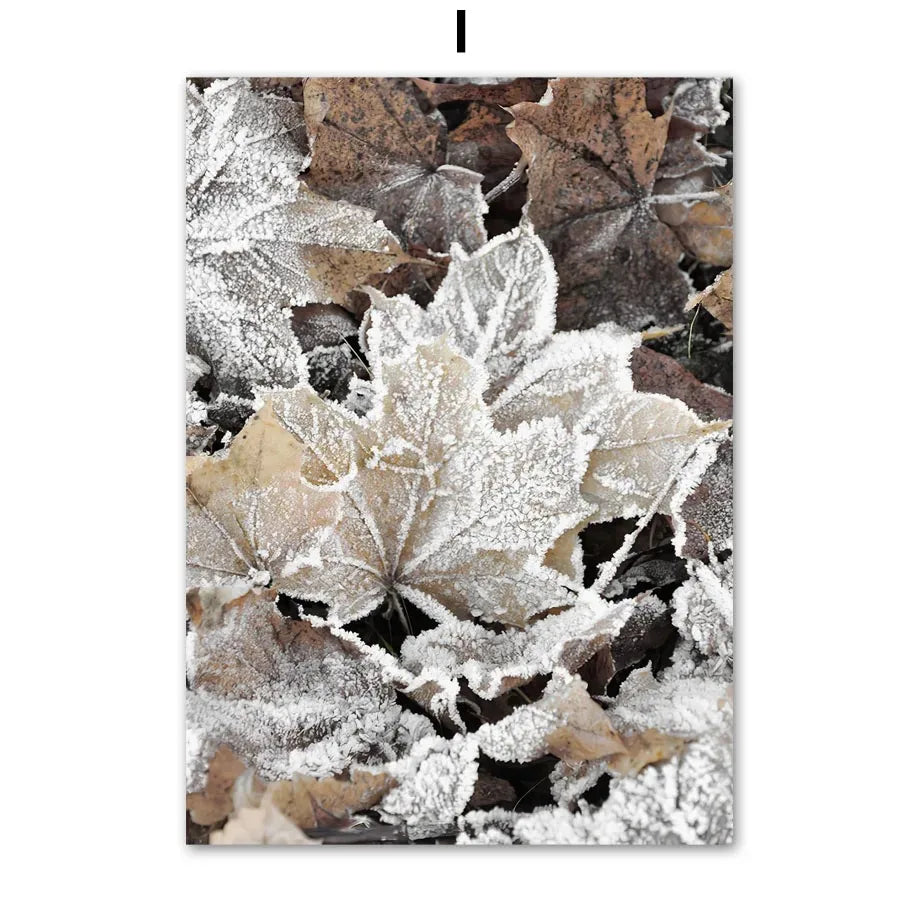 Wall Art Canvas Winter Snow House, Pine Tree, Reindeer