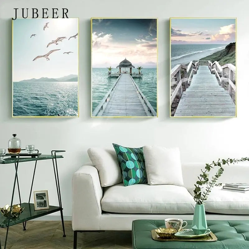 Beaches Weaves Ocean Seagulls Turtles Beautiful Canvas Paintings