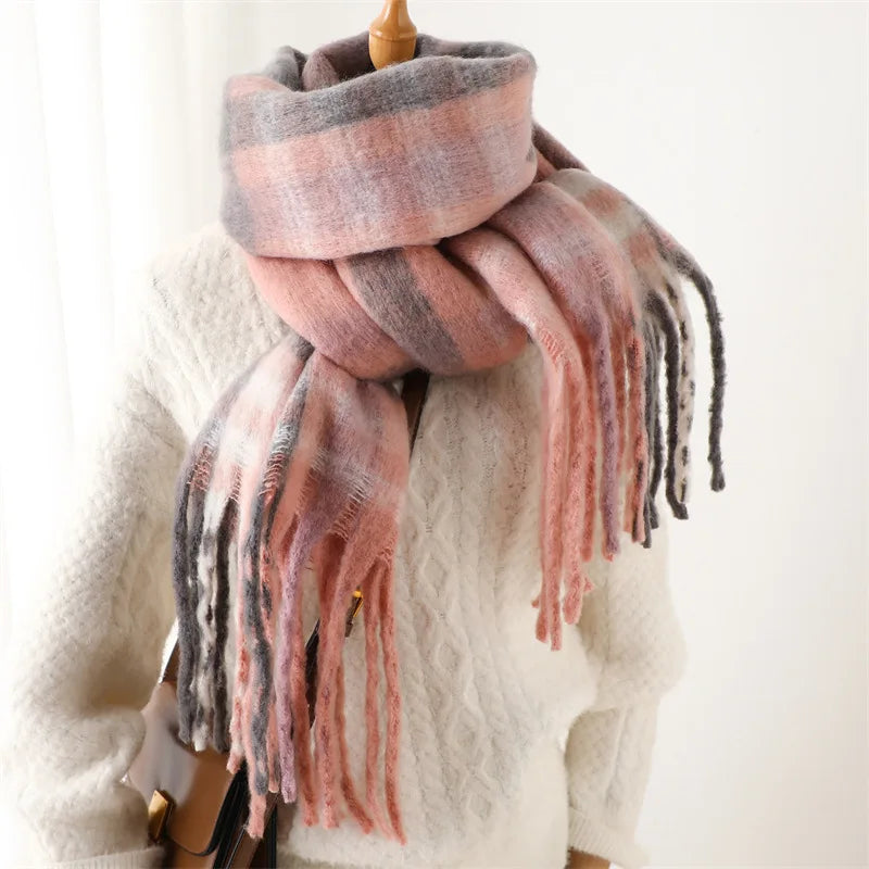 2025 Winter Thick Warm Scarf , Plaids different colors