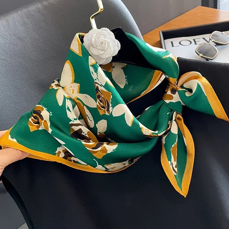 Scarf 100% Silk Bandana Women Square Scarves, Luxury High Quality