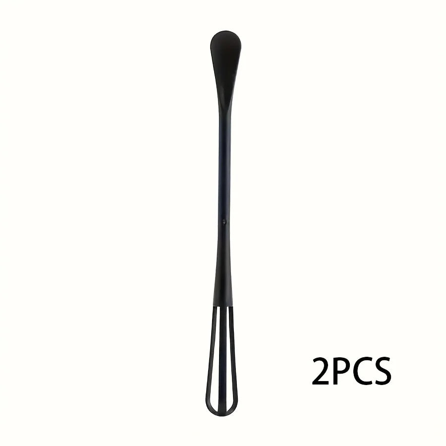 2 Pack Manual Egg Whisks with spoons, Plastic Ergonomic Handle