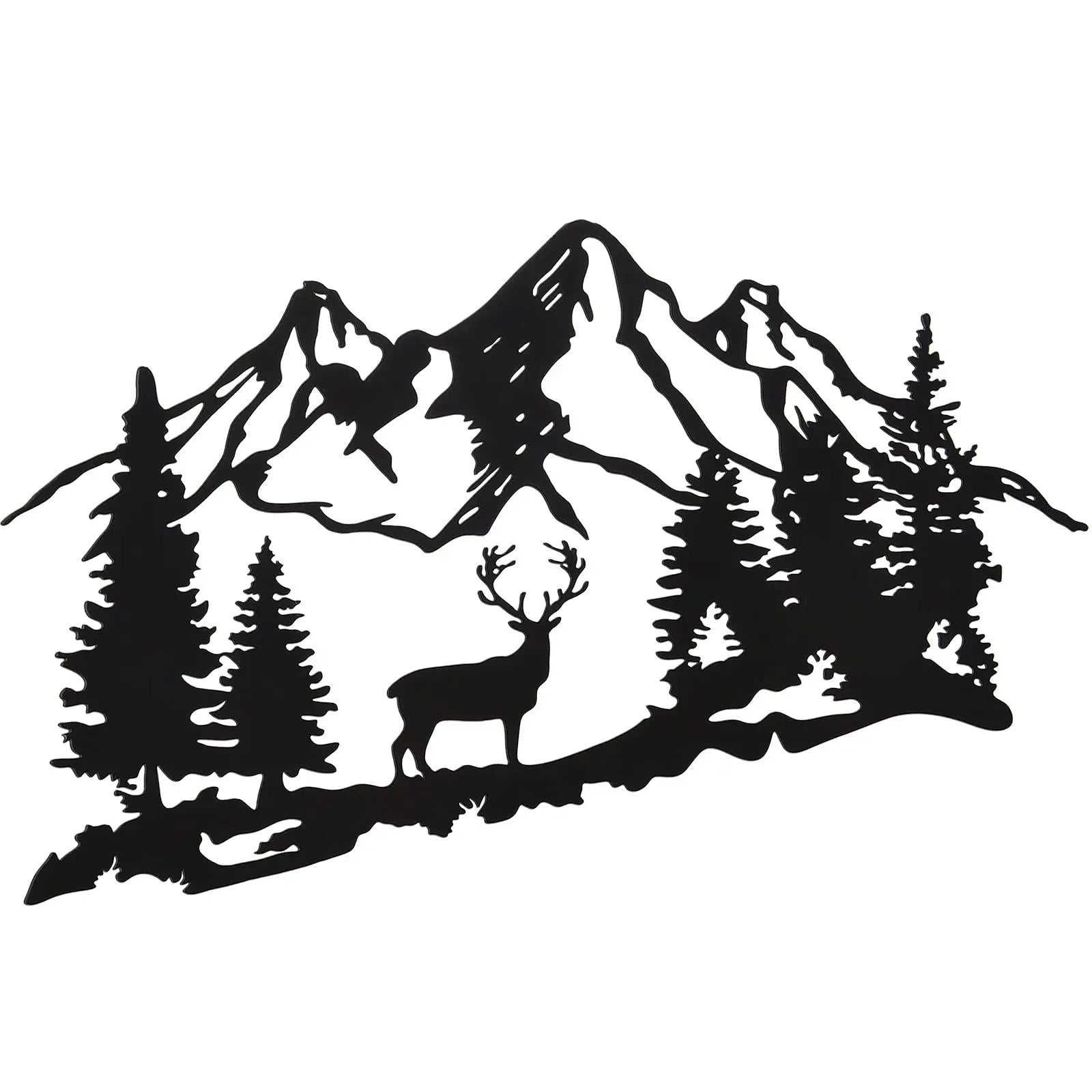 Wall Art Rustic Black Metal Scenic Scenes Pines Mountains