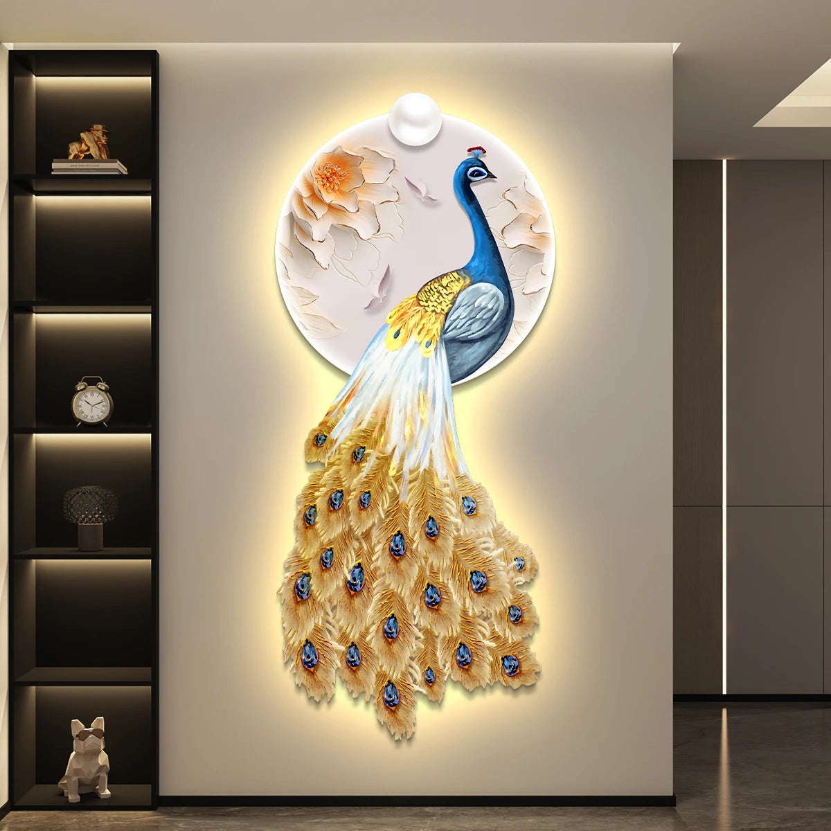 Peacock Decorative Painting LED Lights Hanging Murals
