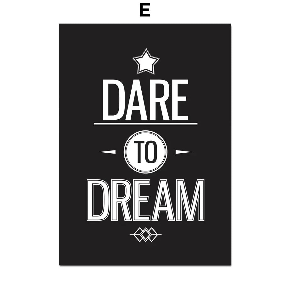 Print Black on White Canvas Painting Motivational Inspiring Quotes