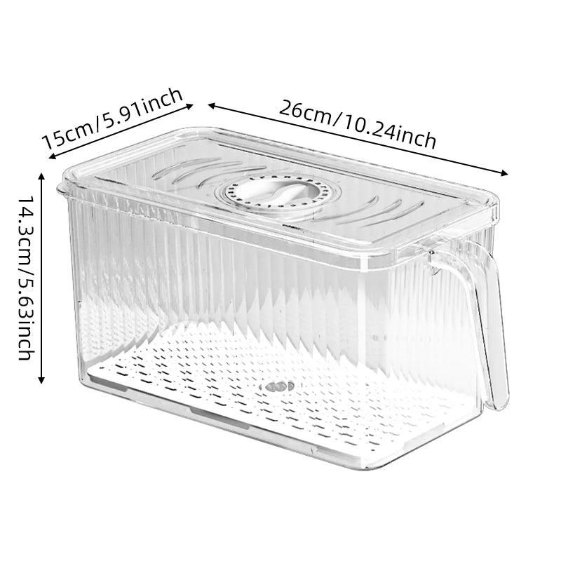 Stackable Refrigerator Storage Box, Lid with Handle, Use For Bread, Vegetables, fruit