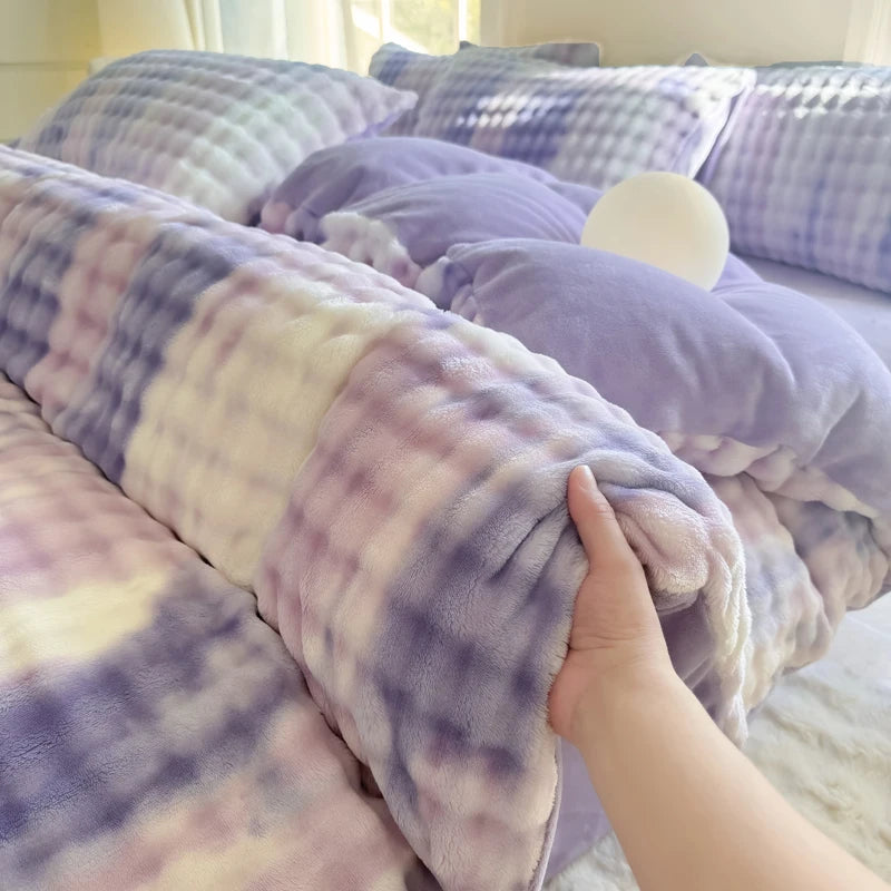 Bonenjoy 1pc Plush Duvet Cover Warm Quilts Cover Soft Bedding Solid Color Comforter Covers (No Pillowcase)