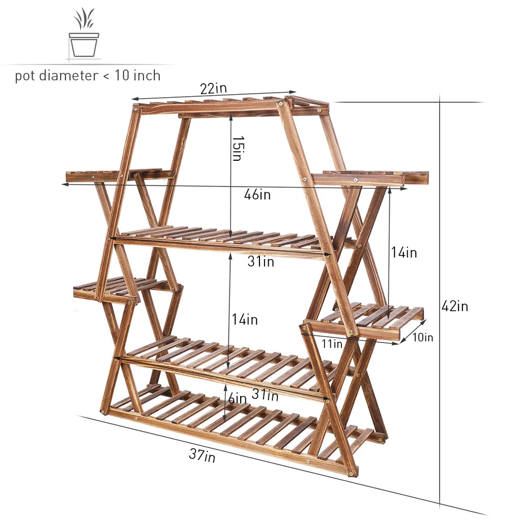 X-Large Multi-Tier Wood Plant Stand Indoor Outdoor