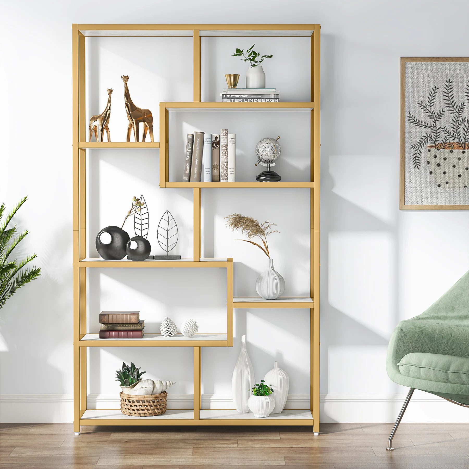 Tribesigns Bookcase, Organizer Display Rack with 8 Open Shelves